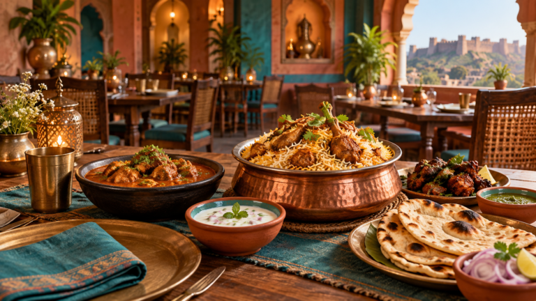 Illustration of an unbranded restaurant table in Bidar