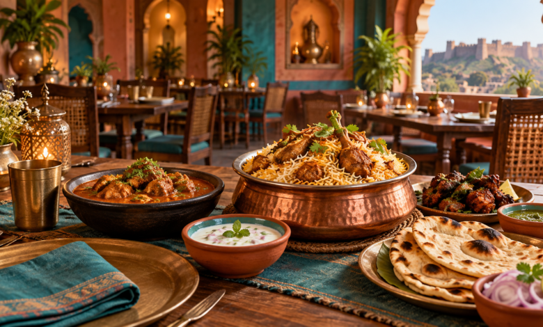 Illustration of an unbranded restaurant table in Bidar