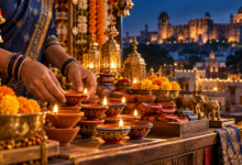 Illustration of clay diyas for Diwali