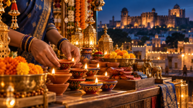 Illustration of clay diyas for Diwali